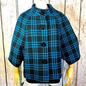 NEW NWT The Limited Cape Swing Batwing Plaid Coat Jacket Size Medium